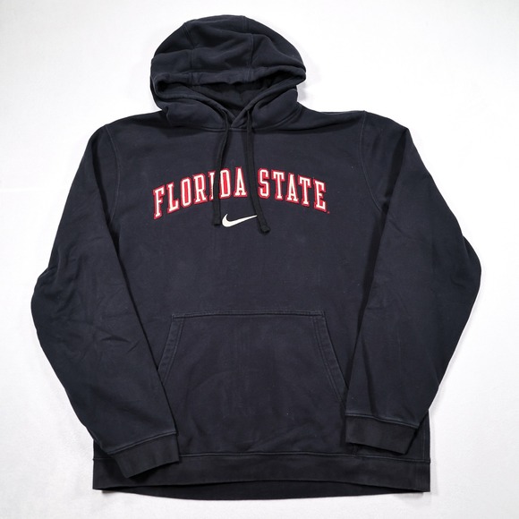 NIKE Mens L Black Embroidered Florida State Seminoles Pullover Hoodie Sweatshirt - Picture 2 of 8